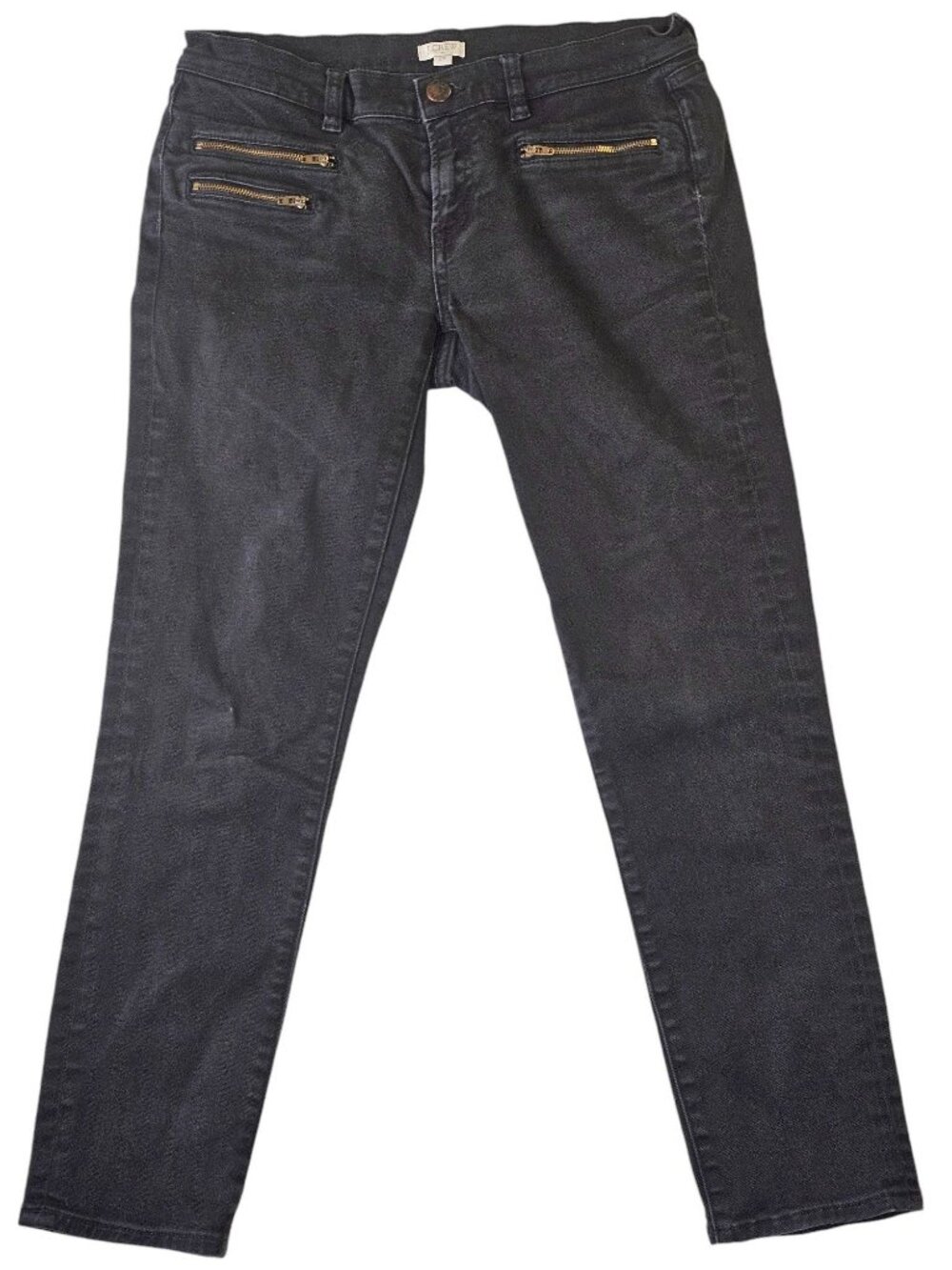 J Crew Womens Skinny Stretch Jeans Zip Pocket Pants Black Size 28